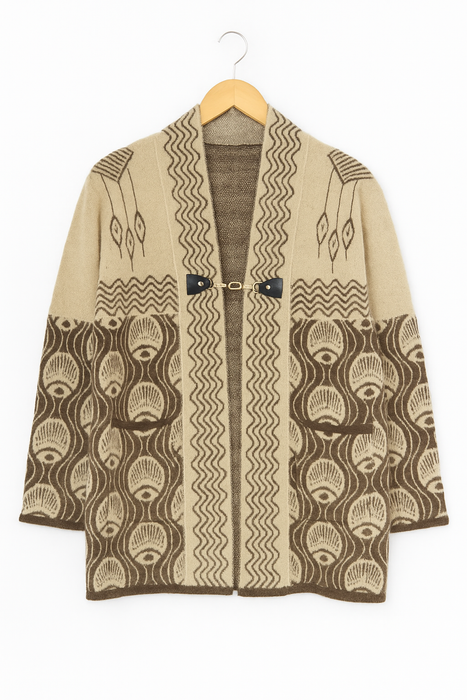 Beige & Brown Wool Blend Jersey