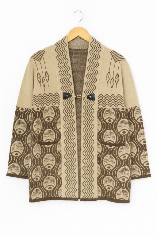 Beige & Brown Wool Blend Jersey