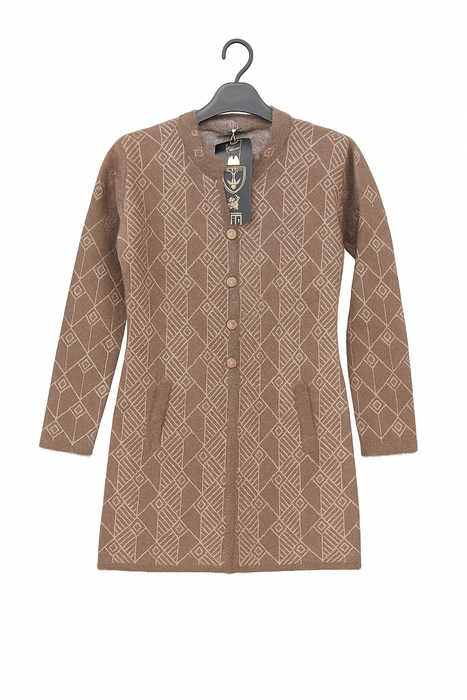 Mustard Brown with Golden Beige Pattern