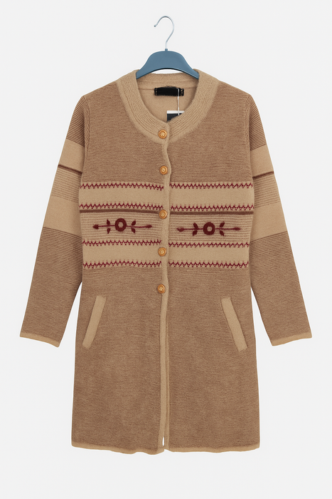 Black and Brown Embroidered Wool Long Jersey