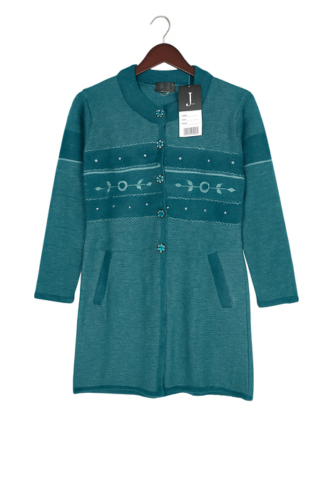 Black and Brown Embroidered Wool Long Jersey