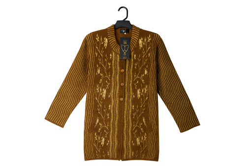 Mustard Brown with Golden Beige Pattern