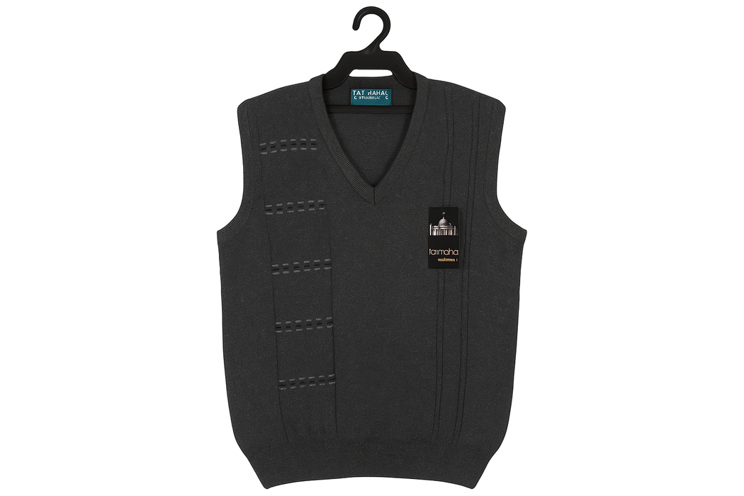 Charcoal Grey woolen sleeveless sweater