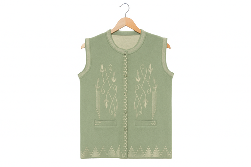 Women’s Light Sage Green Embroidered Knit Sweater